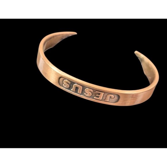 Jewelry - Jesus Engraved Copper Cuff Bracelet Simple Design   Christian Faith 6.5
